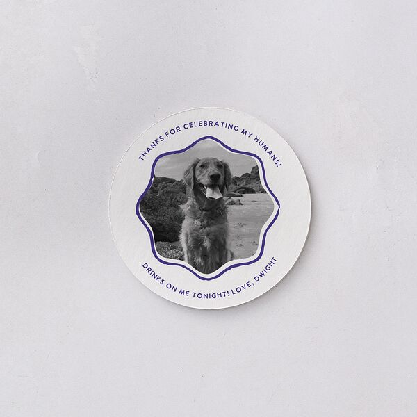 Hand Drawn Wavy Border Wedding Day Coasters Sapphire Cardboard Circle
