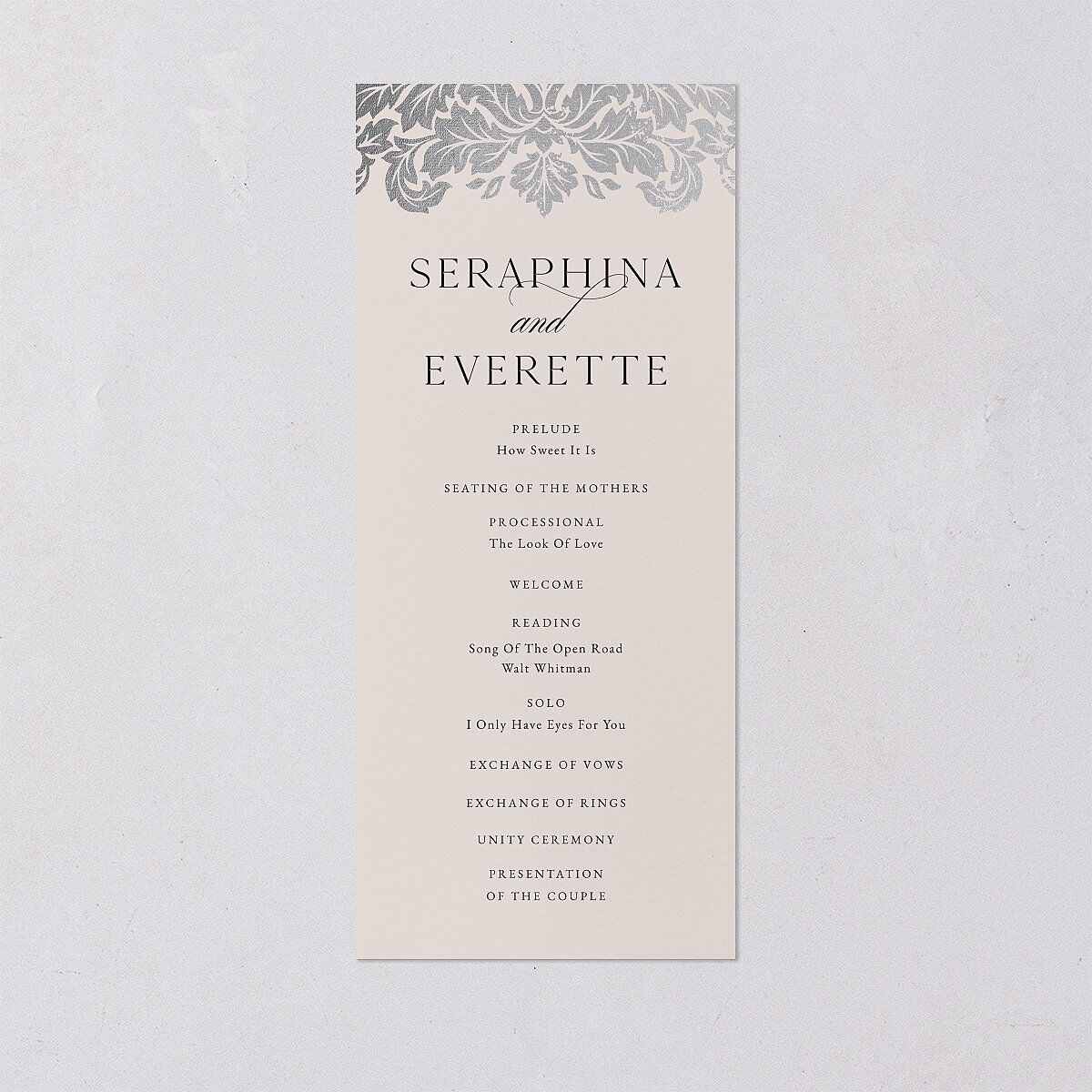 Elegant Damask Wedding Programs Silver Champagne Signature