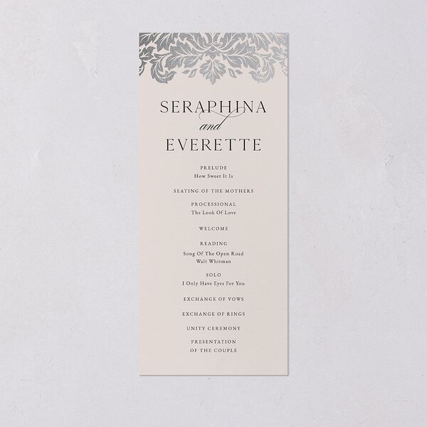 Elegant Damask Wedding Programs Silver Champagne Signature