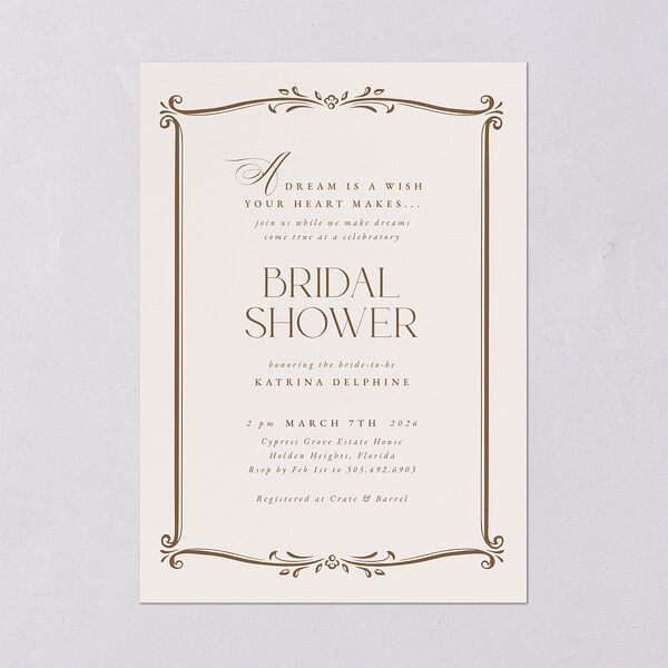 Once Upon a Time Bridal Shower Invitations Linen Signature Blank Standard