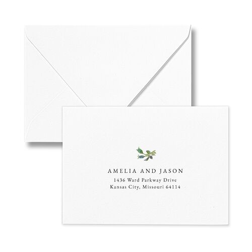 Minimal Floral Response Card Euro Envelopes White Ocean Return Address Luxe