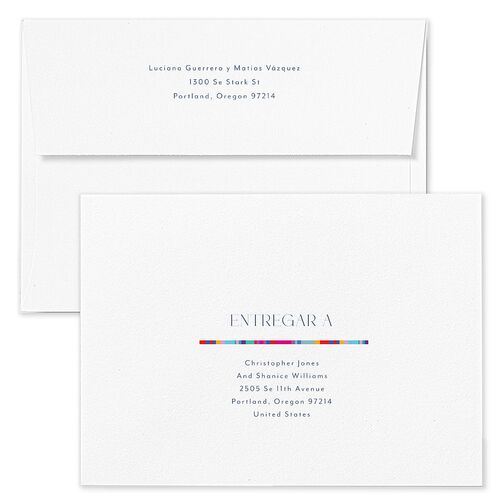 Serape De Sol Save The Date Card Envelopes White Stream Both Recipient and Return Addresses Signature Standard