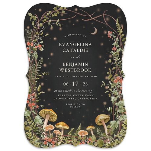 Mushroom Garden Fairytale Wedding Invitations Marigold Signature Blank No Bracket