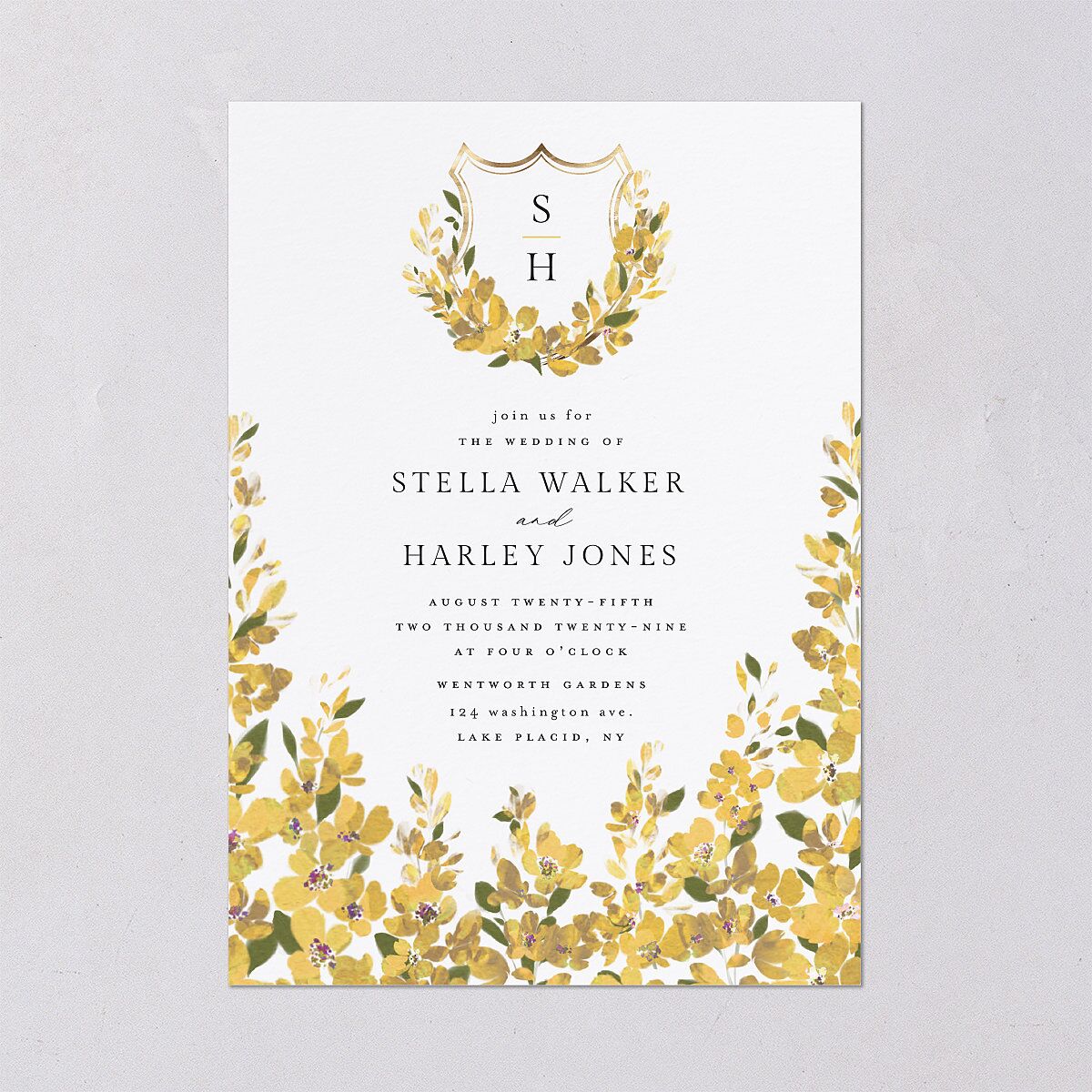 Delphinium Crest Wedding Invitations Daffodil Signature Blank No