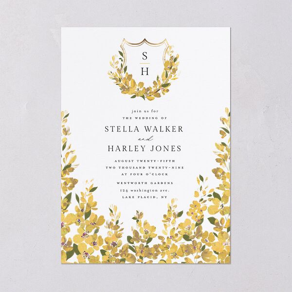Delphinium Crest Wedding Invitations Daffodil Signature Blank No