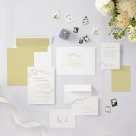 Graceful Botanical Wedding Invitations Gold Signature Blank No Standard