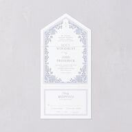 Floral Lace All-in-One Wedding Invitations Dusty Blue Signature Light Both Recipient and Return Addresses No