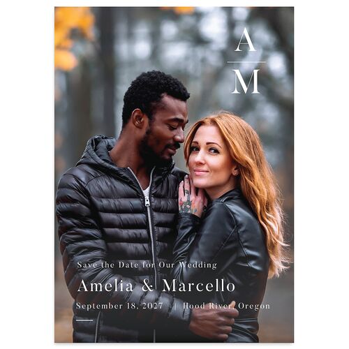 Rustic Monogram Save The Date Cards Dusty Rose Signature smooth Blank No Standard