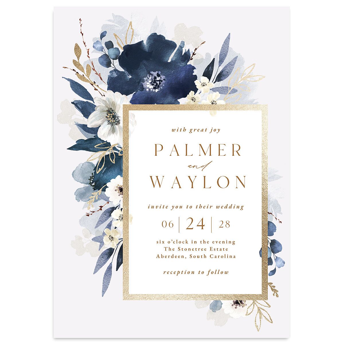 Gilded Blooms Wedding Invitations