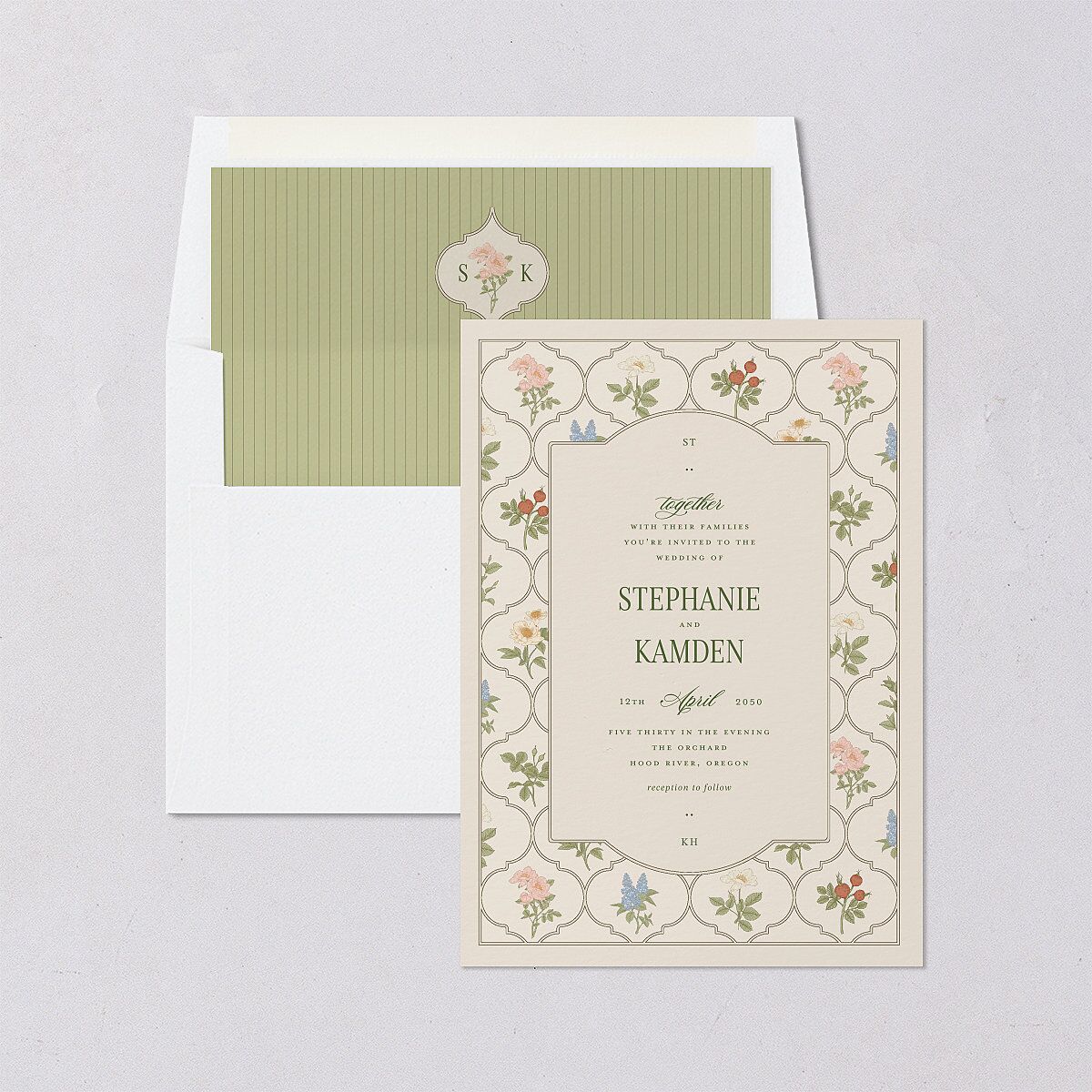 Floral Vintage Lattice Envelope Liners Champagne Standard