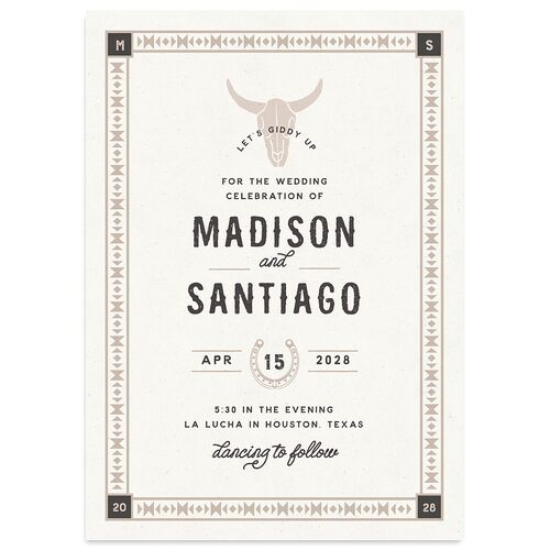 Hitched in Texas Wedding Invitations Charcoal Signature Blank No Standard