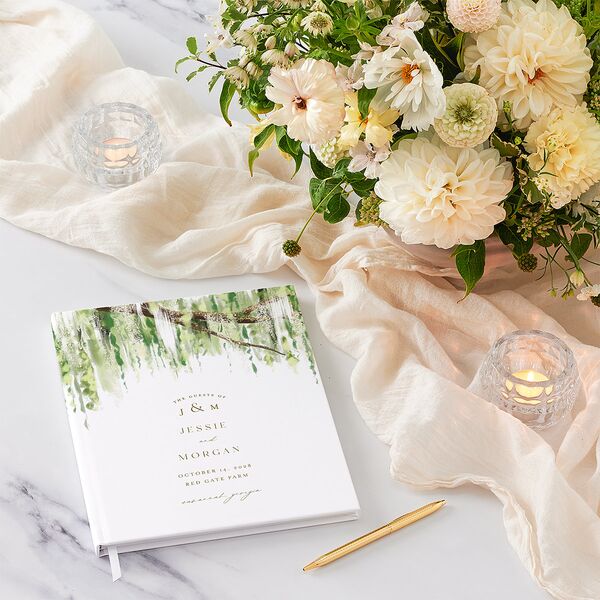 Southern Spanish Moss Wedding Guest Book Pure White