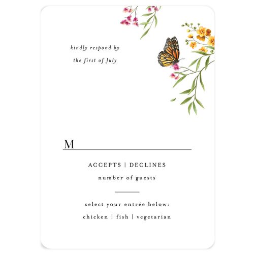 Rustic Butterflies Wedding Response Cards Pure White Signature Rounded