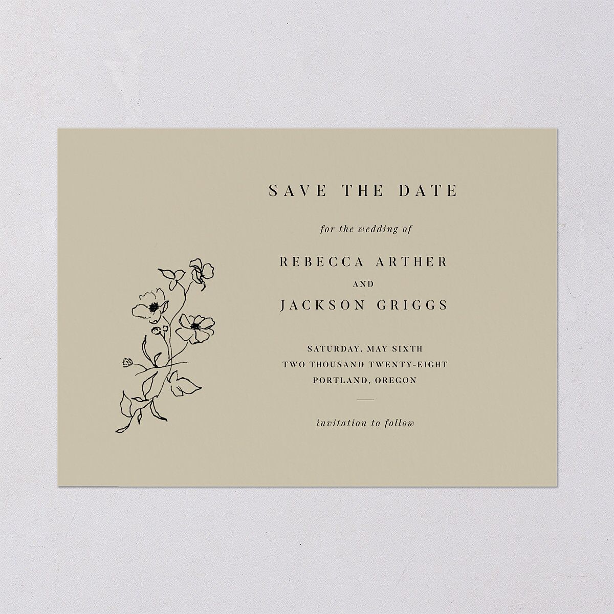 Elegant Minimal Save The Date Cards Champagne Signature smooth Blank No Standard