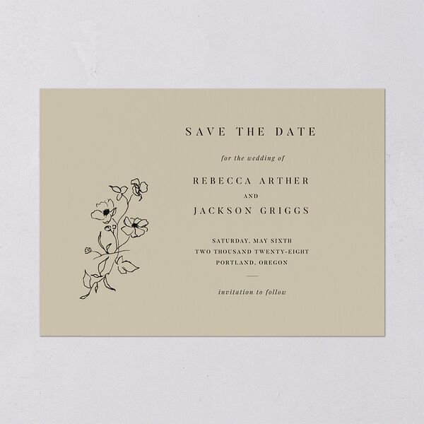 Elegant Minimal Save The Date Cards Champagne Signature smooth Blank No Standard