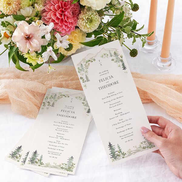 Elegant Mountain Border Wedding Programs Meadow Signature