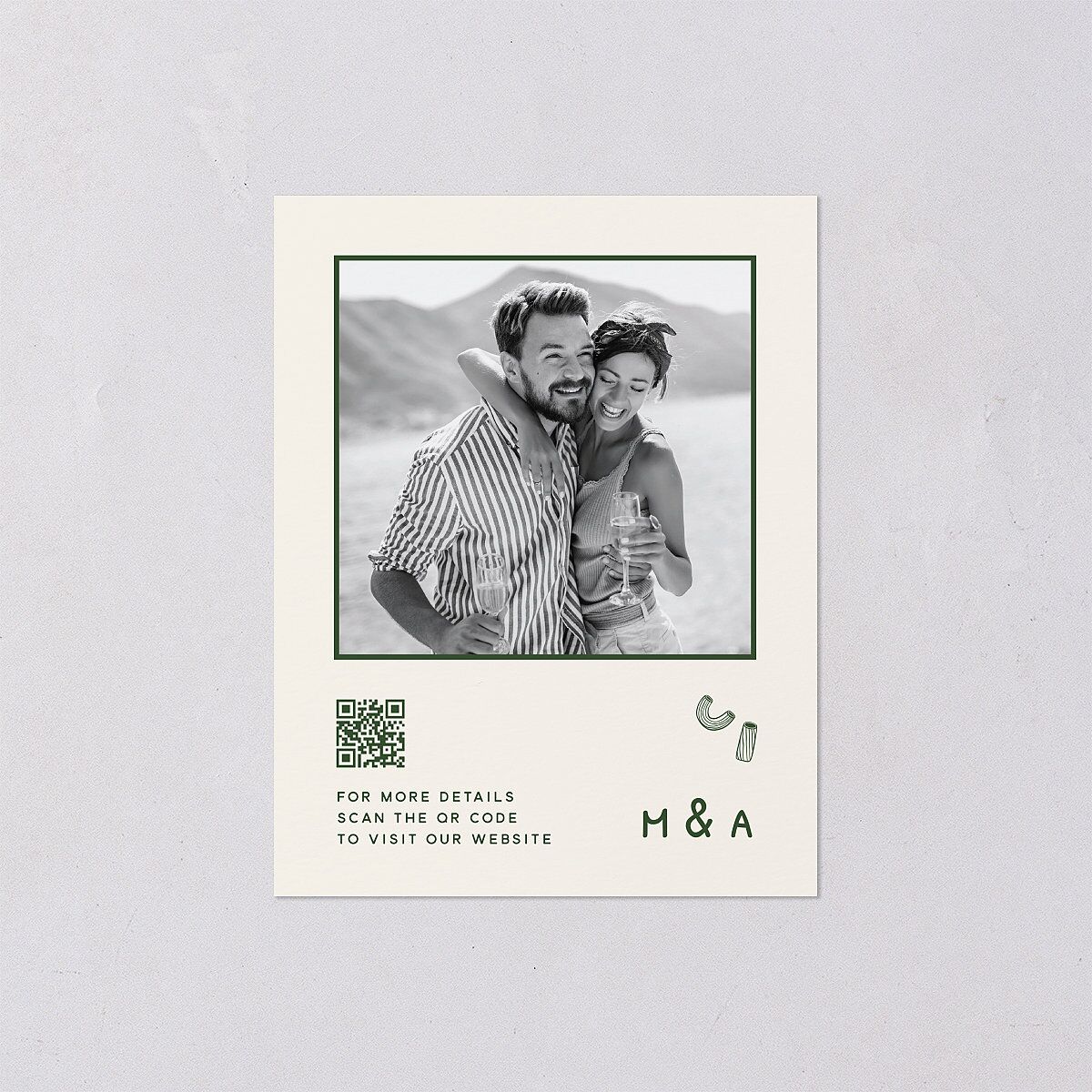 Hand Drawn Recipe Save the Date Petite Cards Dark Camo Signature smooth Blank No Standard