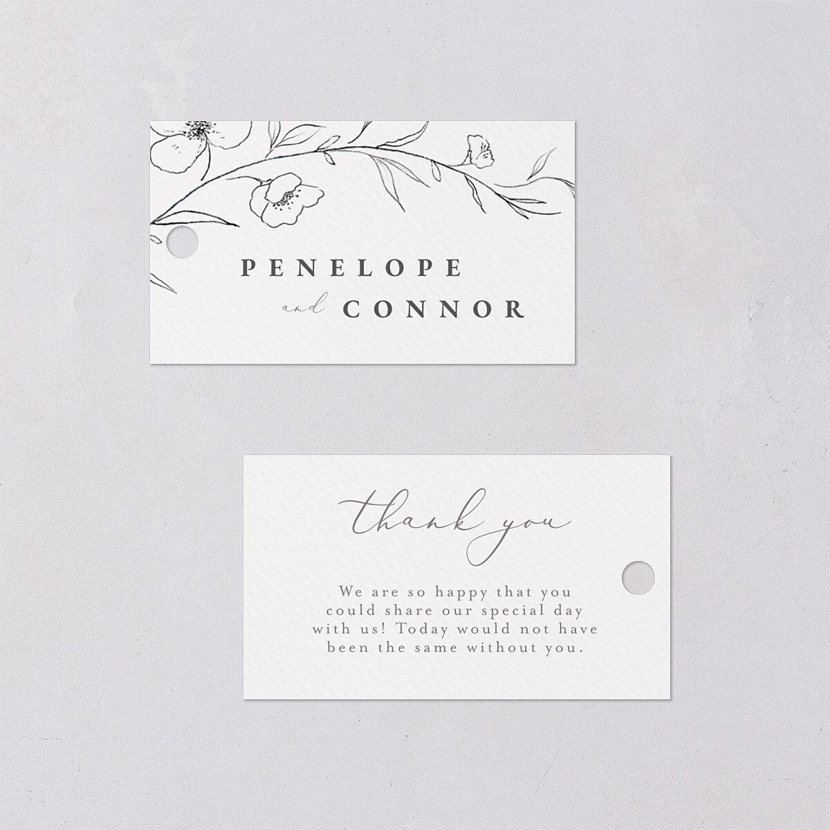 Graceful Botanical Favor Gift Tags Shadow Gray Signature