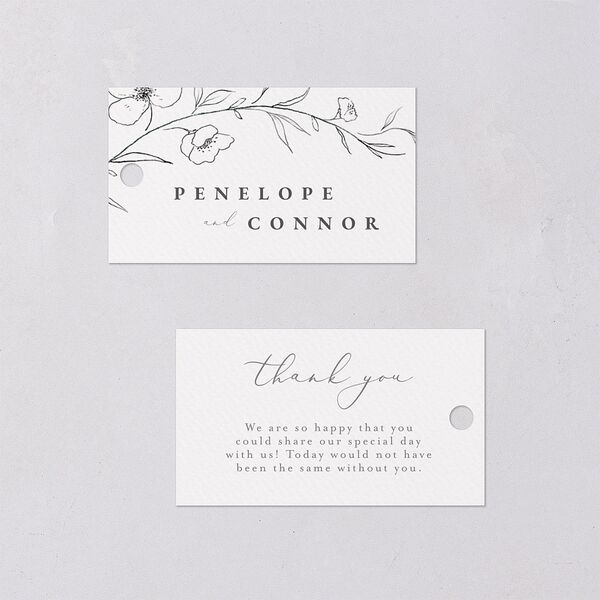 Graceful Botanical Favor Gift Tags Shadow Gray Signature