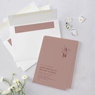 Rustic Monogram Wedding Invitations Dusty Rose Signature Blank No Standard
