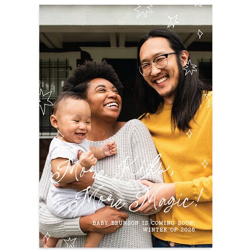 More Kids More Magic Hand Drawn Starry Photo Holiday Cards Cream Signature Blank Portrait  Standard