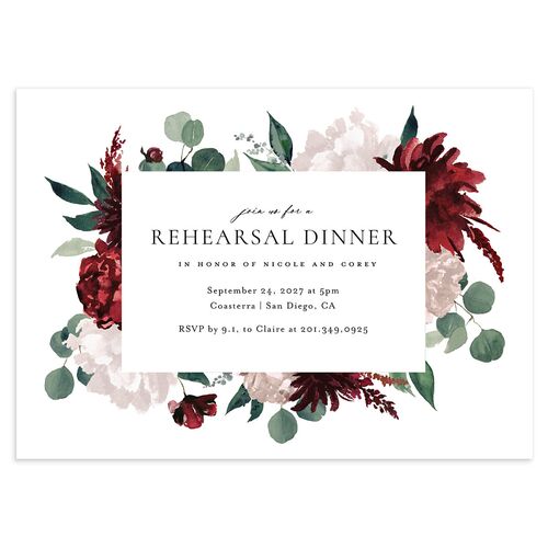 Timeless Bouquet Rehearsal Dinner Invitations Licorice Signature Blank Standard