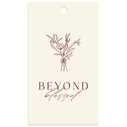 Simple Boho Flowers Favor Gift Tags Raspberry Signature