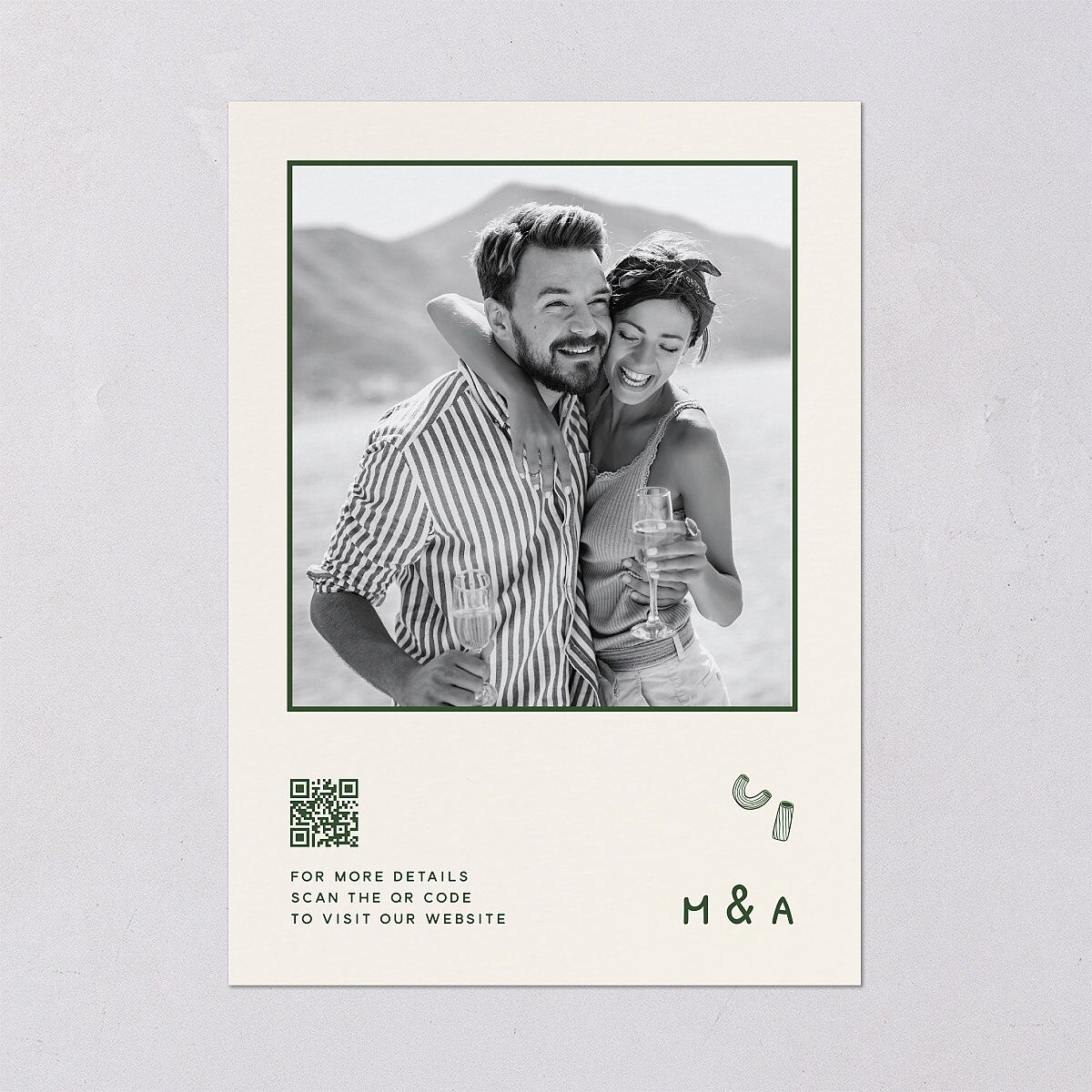 Hand Drawn Recipe Save the Date Cards Dark Camo Signature smooth Blank No Standard
