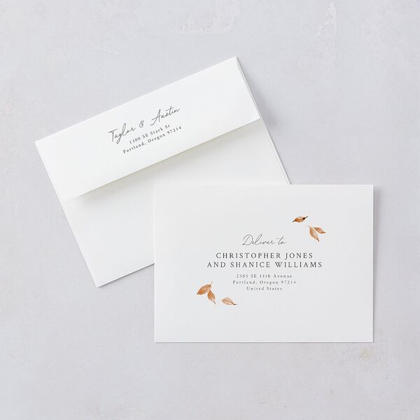 Leafy Garland Foil Wedding Invitations Gold Champagne Signature Blank No Standard