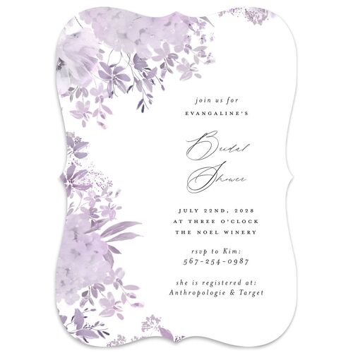 Monochrome Blooms Bridal Shower Invitations Sheer Lilac Signature Blank