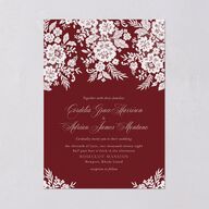 Ornate Lace Wedding Invitations Maroon Signature Blank No Standard