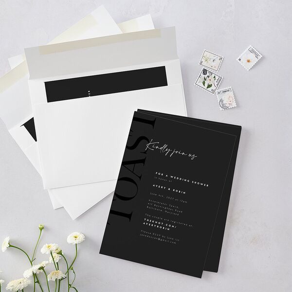 Modern Vow Bridal Shower Invitations Charcoal Signature Blank Standard