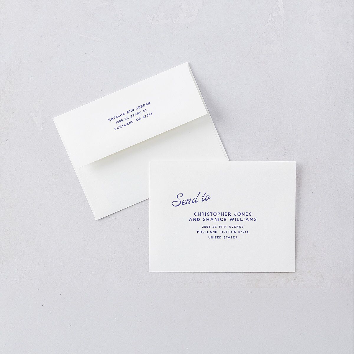Retro Typography Photo Save the Date Petite Cards Sapphire Signature smooth Blank No Standard