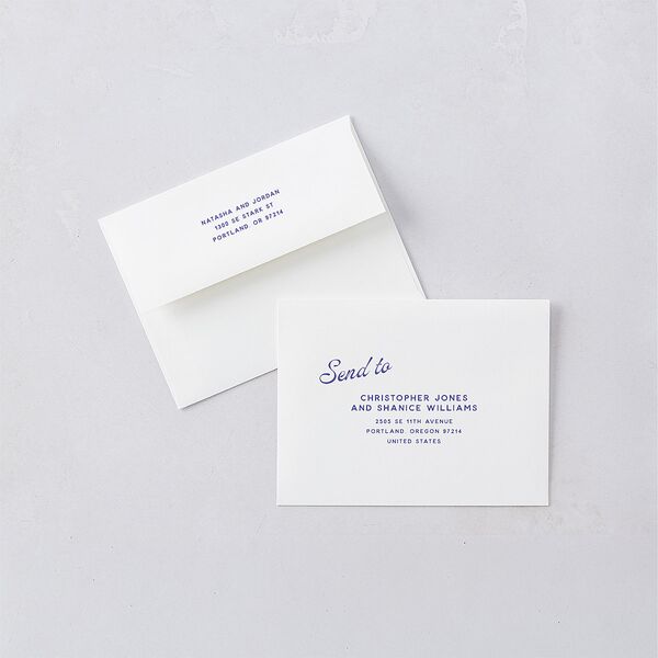 Retro Typography Photo Save the Date Petite Cards Sapphire Signature smooth Blank No Standard