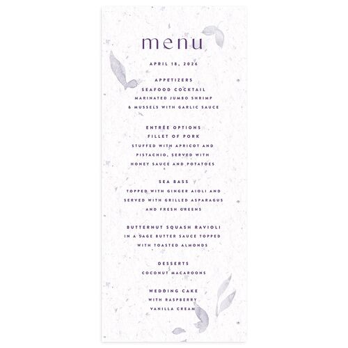 Pressed Leaves Menus Purple Haze Signature