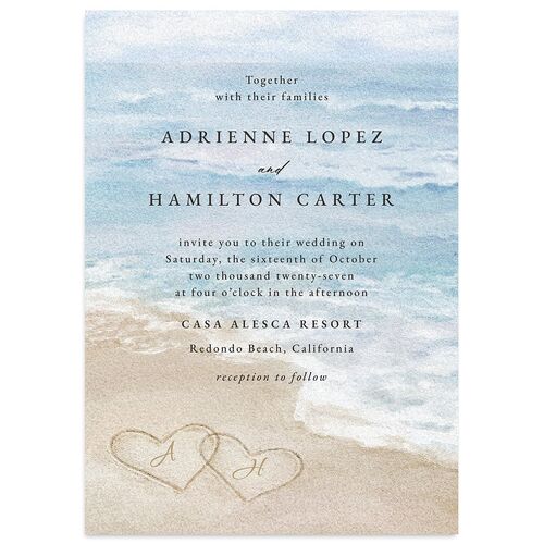 Beach Monogram Wedding Invitations Baby Blue Signature Blank No Standard