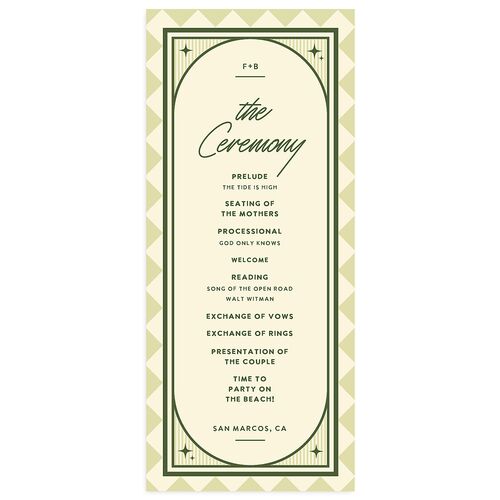 Retro Tropical Destination Wedding Programs Pear Signature