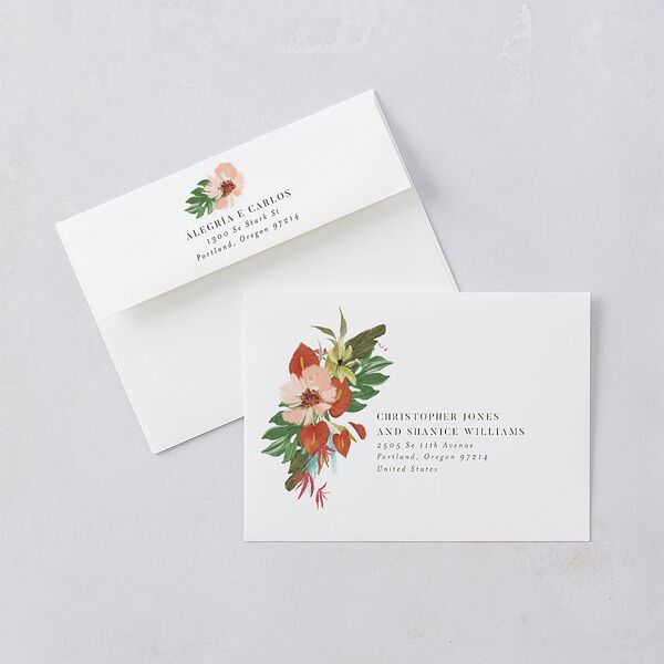 Flores Tropicais Wedding Invitations Gold Red Clay Signature Blank No Standard