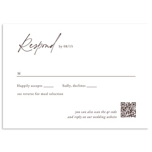Simple Modern Photo QR Wedding Response Cards Espresso Signature Standard