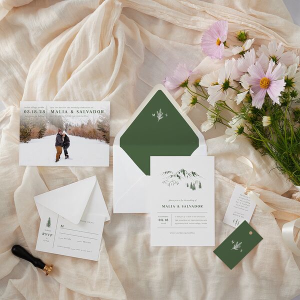 Etched Mountains Favor Gift Tags Hunter Green Signature