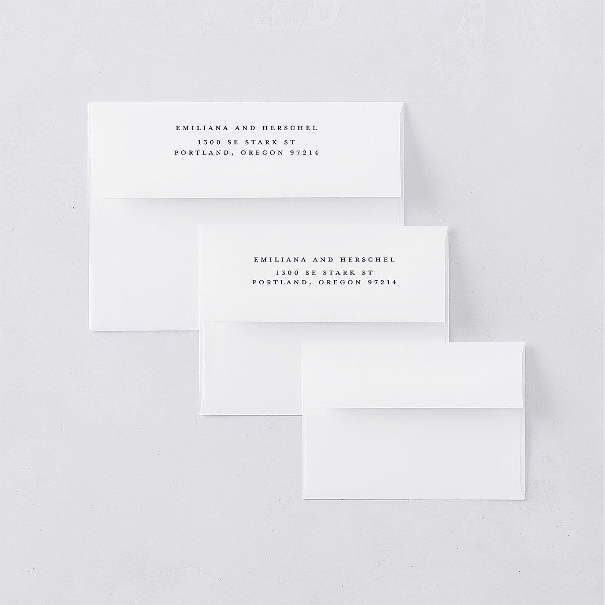 Mountain Sky Bridal Shower Invitation Envelopes White Navy Both Recipient and Return Addresses Signature Standard