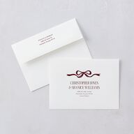 Whimsical Hand Drawn Bow Save the Date Cards Burgundy Signature smooth Blank No Standard