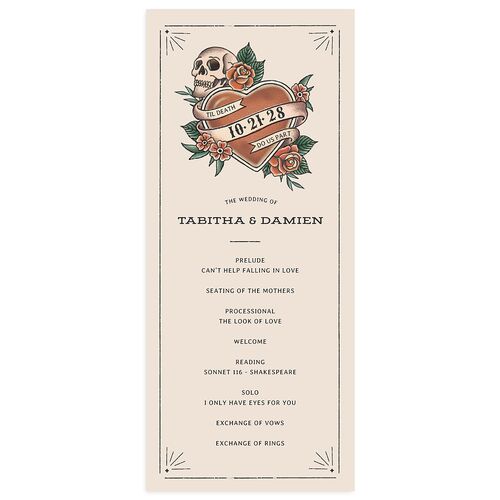 Til Death Tattoos Wedding Programs Copper Signature