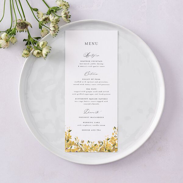 Delphinium Crest Menus Daffodil Signature