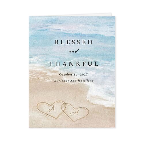 Beach Monogram Thank You Cards Baby Blue