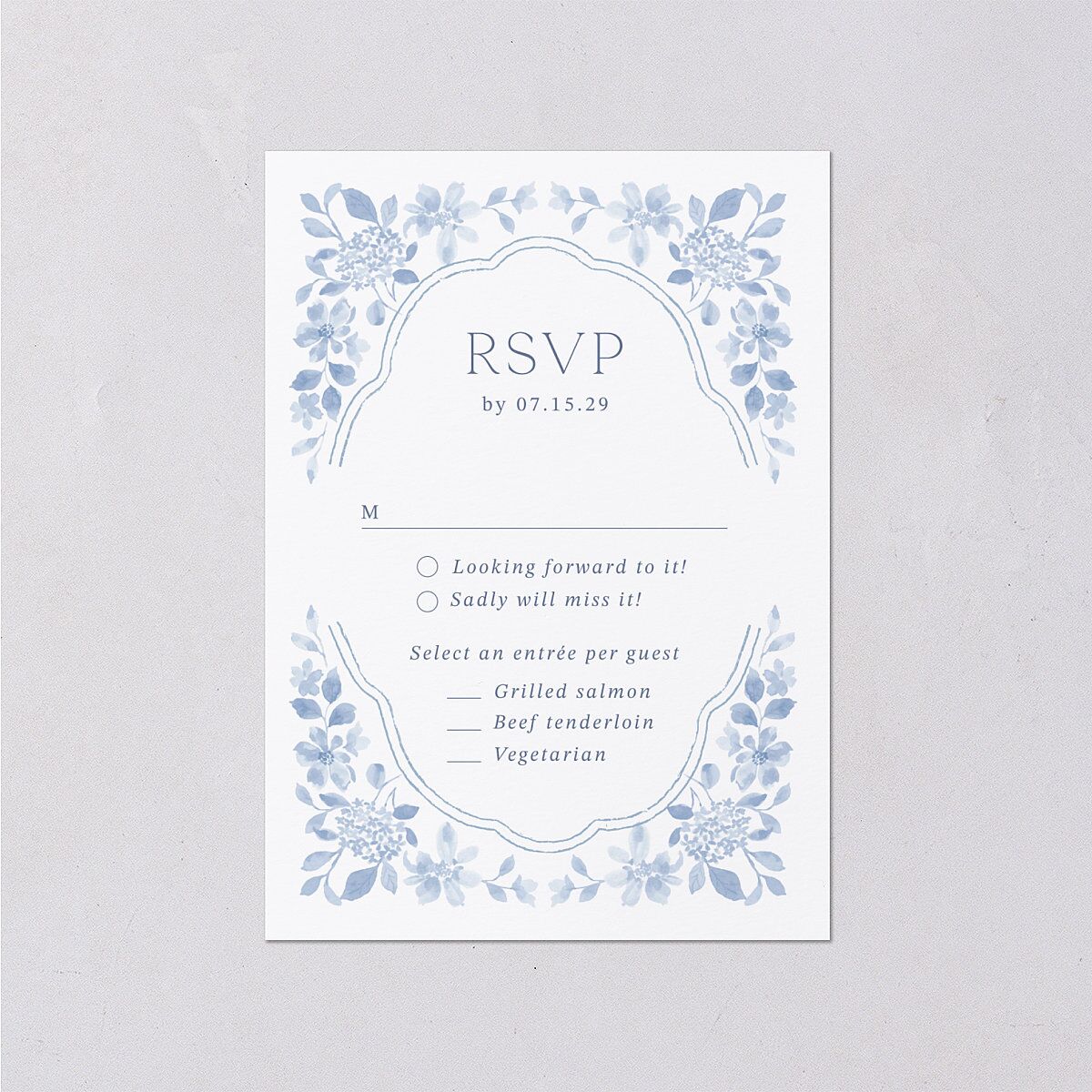 Porcelain Blue Floral Watercolor Wedding Response Cards Cornflower Signature Standard