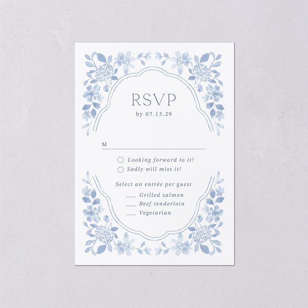 Porcelain Blue Floral Watercolor Wedding Response Cards Cornflower Signature Standard