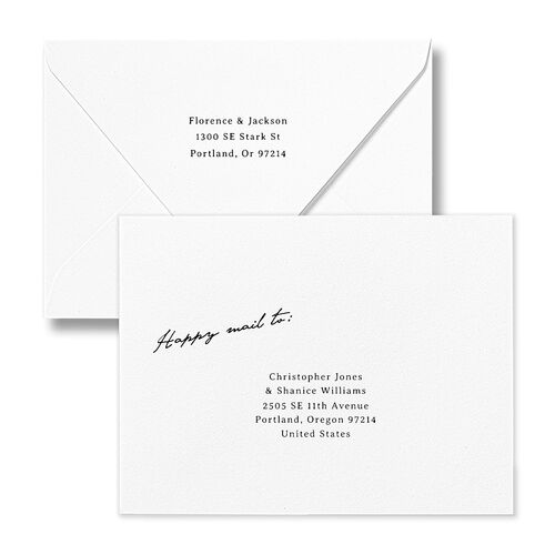 Vintage Film Photo Thank You Card Euro Envelopes Licorice White Both Recipient and Return Addresses Luxe Signature
