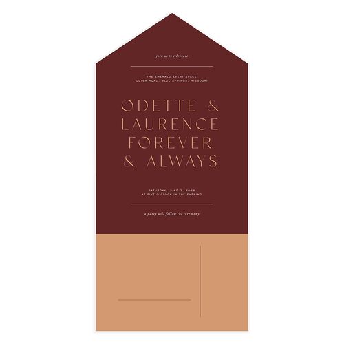 Surround All-in-One Wedding Invitations Merlot Signature Light Both Recipient and Return Addresses No