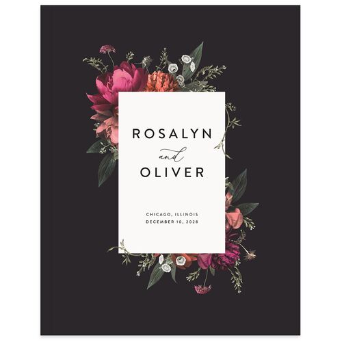 Blooming Botanical Wedding Guest Book Midnight